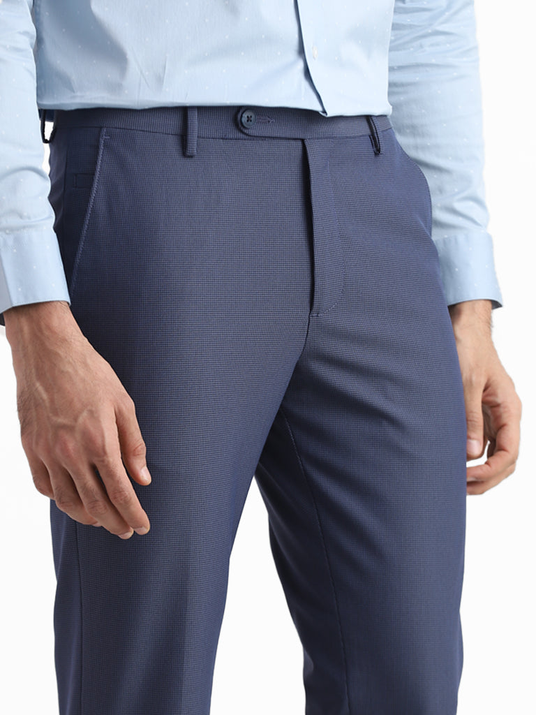 Stylish Viscose Checked Full Length Flat Front Formal Trouser For Men