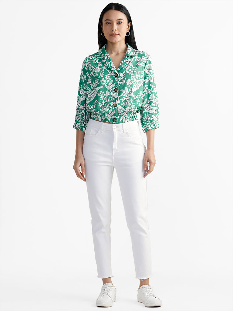 Emerald Green Top with White Pants  INCHING INDIA