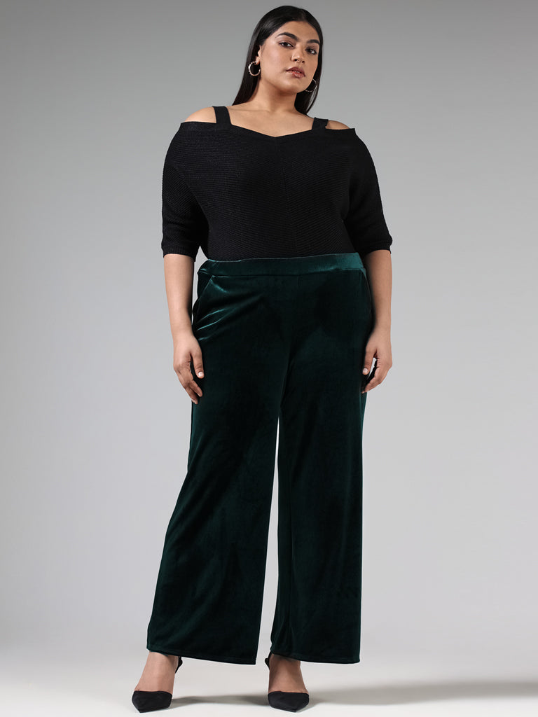 Buy Dark Green Solid Women Plus Size Slim Pants Online - Shop for W