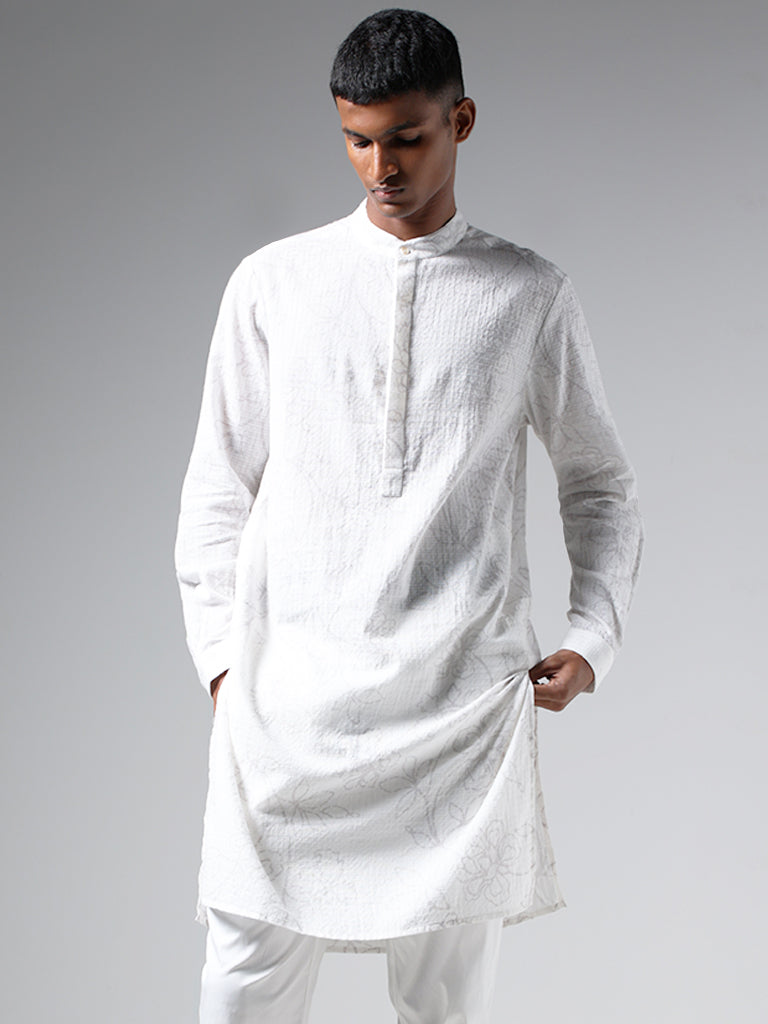 Set of 2: White Embroiderd Kurti And White Pants – TJORI