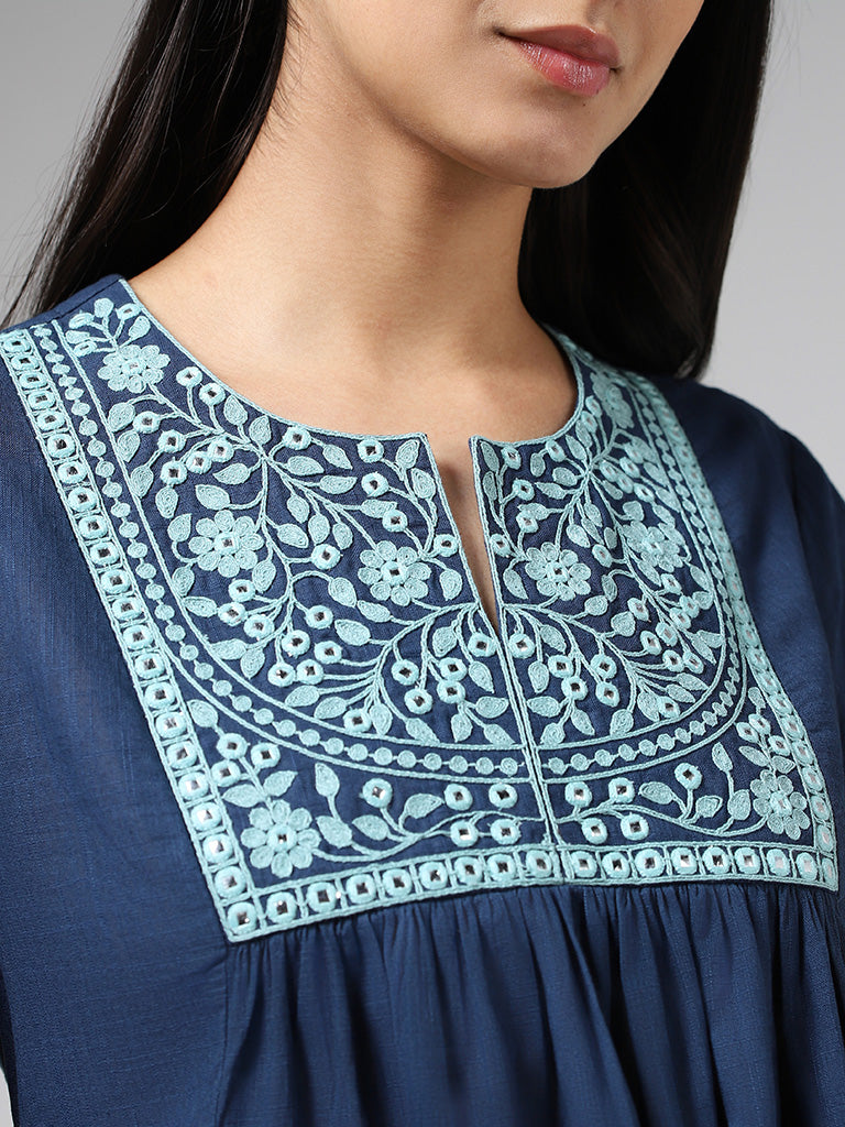 Buy FashionNaari Women's Rayon Long Kurti with Back Neck Design (Navy Blue;  XXL) at Amazon.in