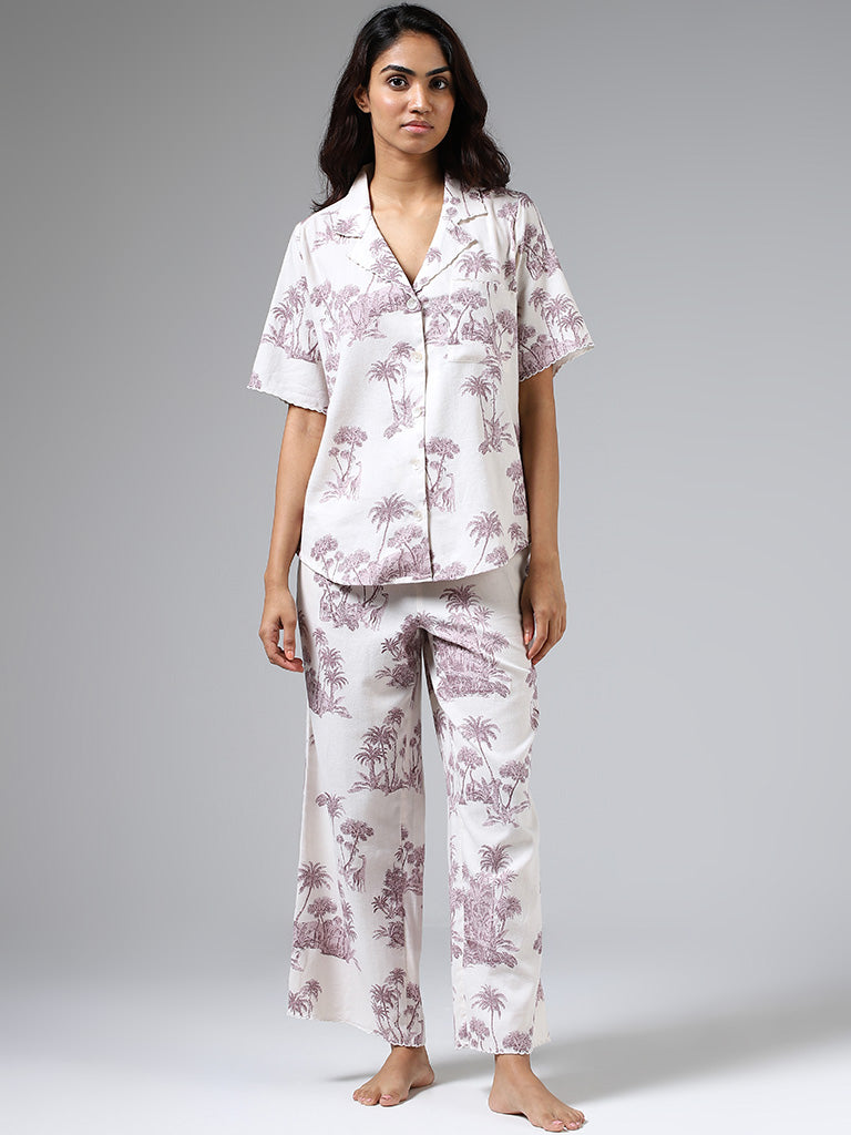 Cute Types Of Flowers Print Silk Pajama Set For Women Short Sleeve