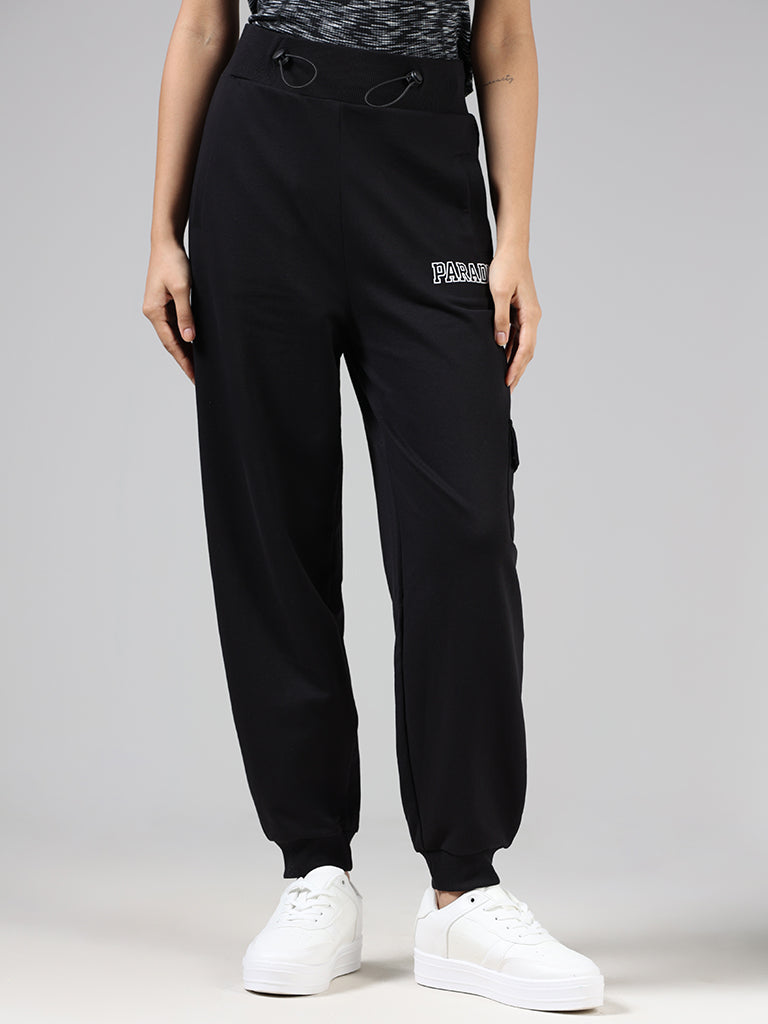 Buy ADIDAS Black Solid Regular Fit Cotton Womens Track Pants