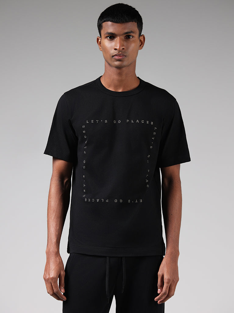 Buy Studiofit Black Drop Shoulder T-Shirt from Westside