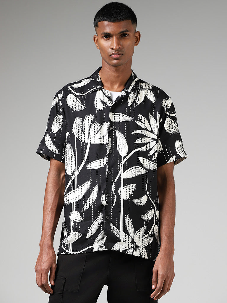 Oblique Pixel Hawaiian Shirt Multi-Coloured