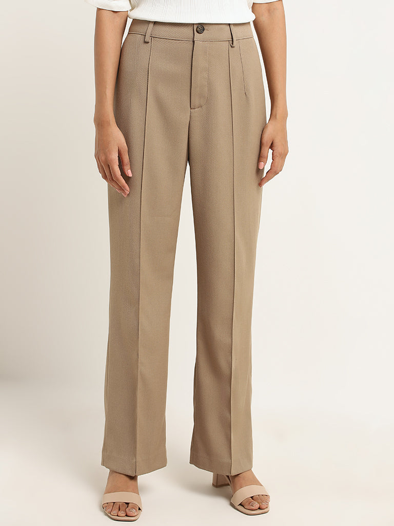 Buy Beige Trousers & Pants for Women by Broadstar Online | Ajio.com