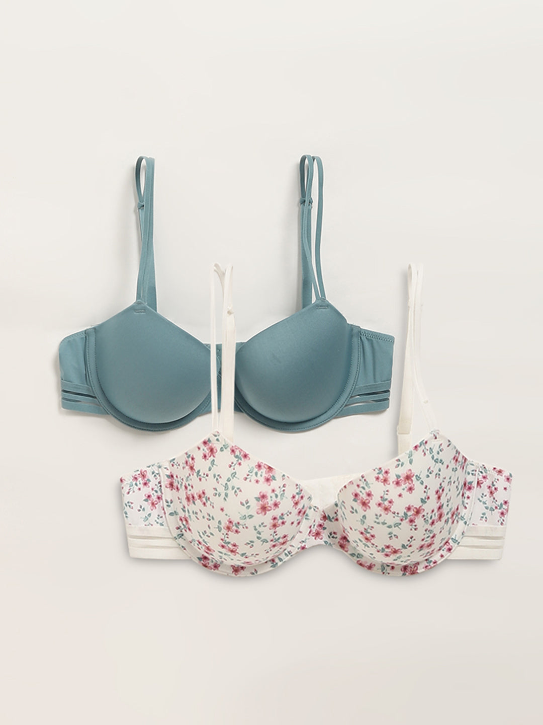 Wunderlove by Westside White Padded Wired Bras Set Of Two Price in India,  Full Specifications & Offers