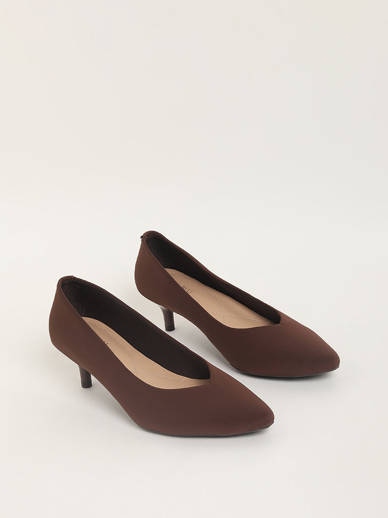 Brown Strappy Block Heels – HEEL & BUCKLE LONDON