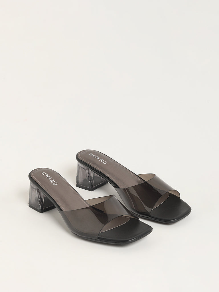 Buy Shoetopia Silver-toned And Transparent Block Sandals Online