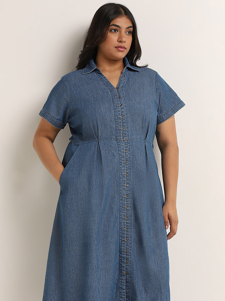 Womens Denim Shirtdress | Rosa Puff Sleeve Dress Indigo – Saywood.