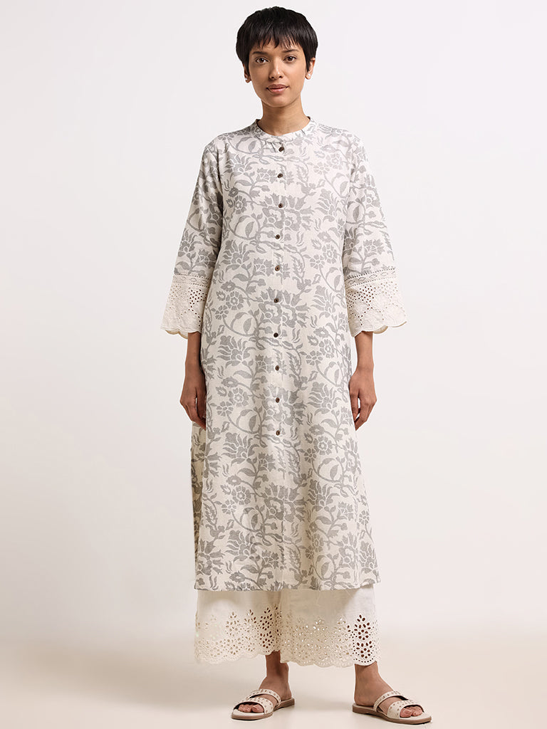 Buy Kurtis Online USA | Latest Kurti Designs | Indian Kurtis Online Shopping:  Cream and Light Cyan