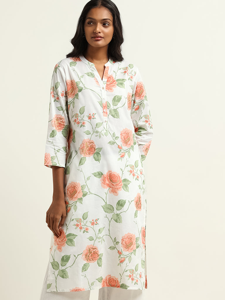 Buy online Women Off-white Round Neck A-line Kurta from Kurta Kurtis for  Women by Styli for ₹789 at 56% off | 2024 Limeroad.com