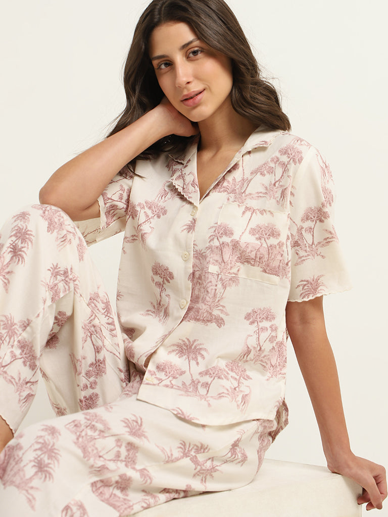 Wunderlove Purple Crinkled Pyjamas & Sleep Shirt Set – Cherrypick