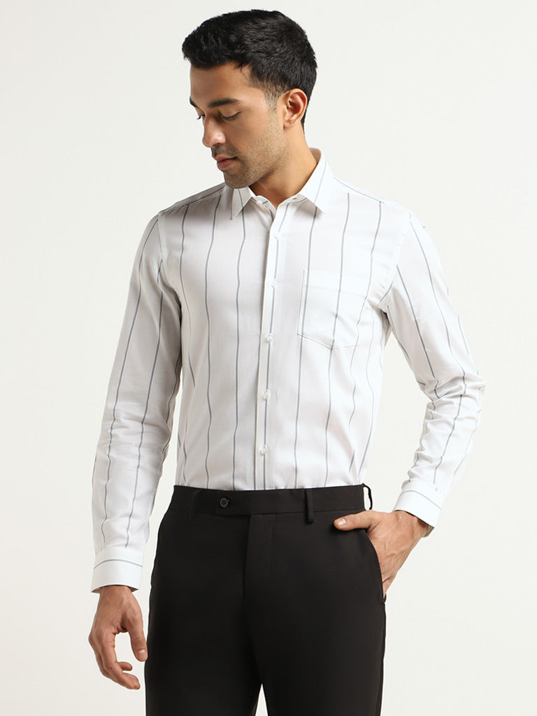 BESPOKE - Men's White Long Sleeve Dress Shirt - Modern Fit - 212204–  BESPOKE MODA