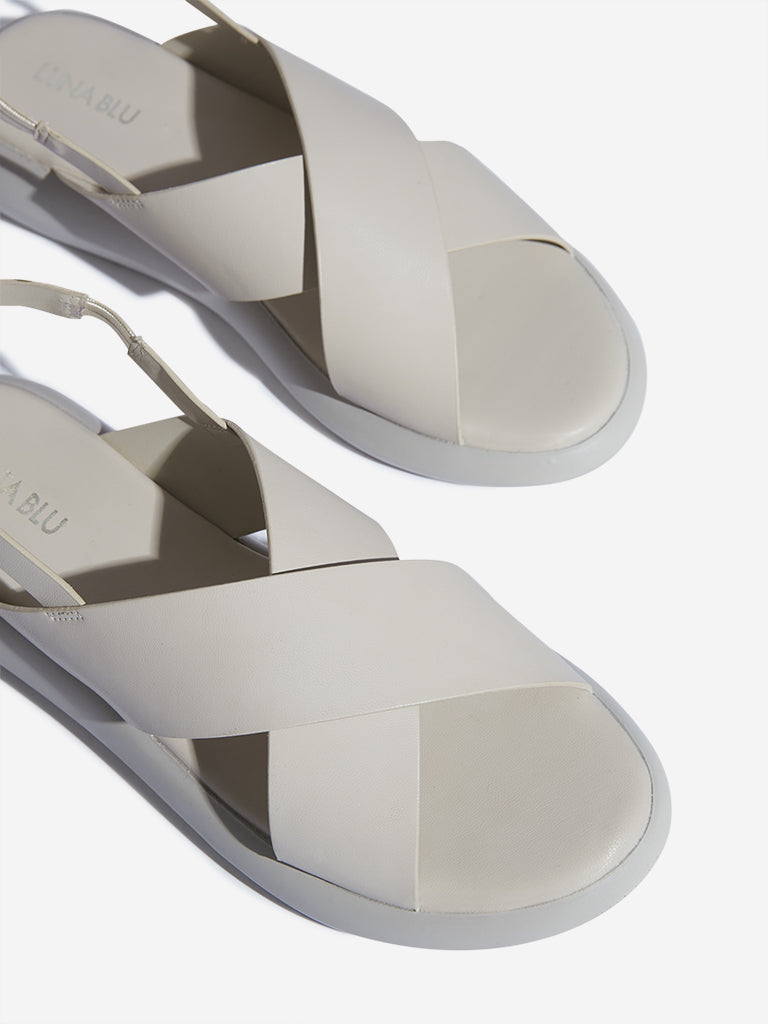 Indaia White Glitter Flip Flop Platforms