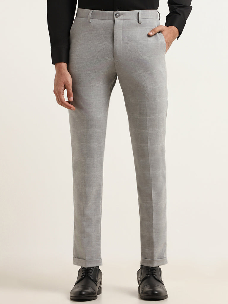 Buy Women Grey Regular Fit Solid Business Casual Trousers Online