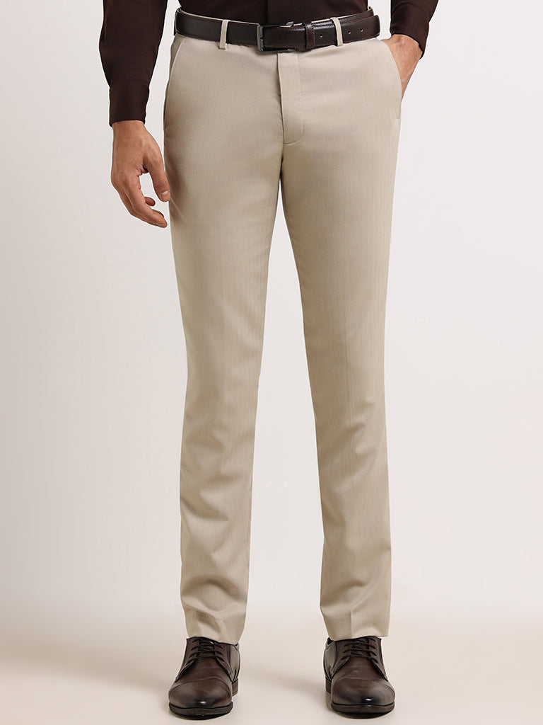 Cream Color Slimfit Men's Formal Pants | Shopee Singapore