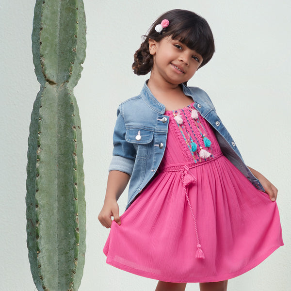 Pink Dress By HOP For Girls
