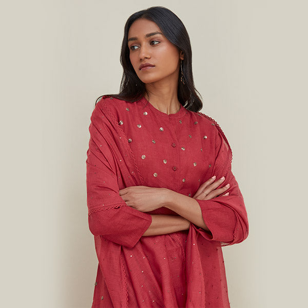 Dark Pink Kurta For Women By Zuba