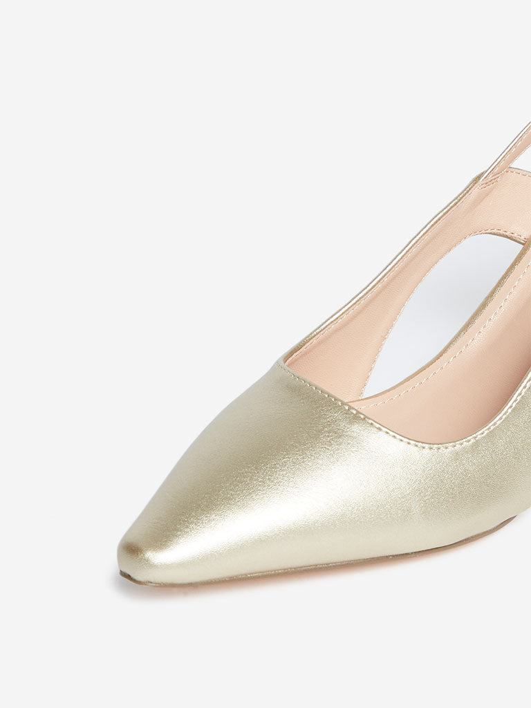 gold kitten heel shoes