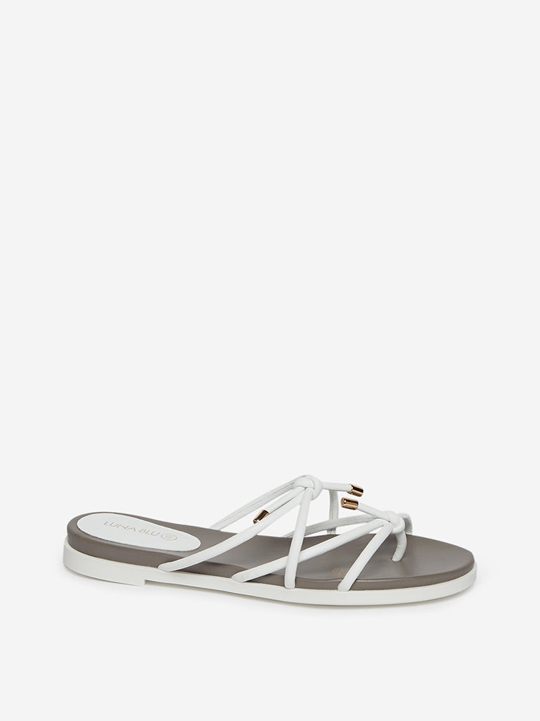 LUNA BLU White Knot Pattern Sandals 