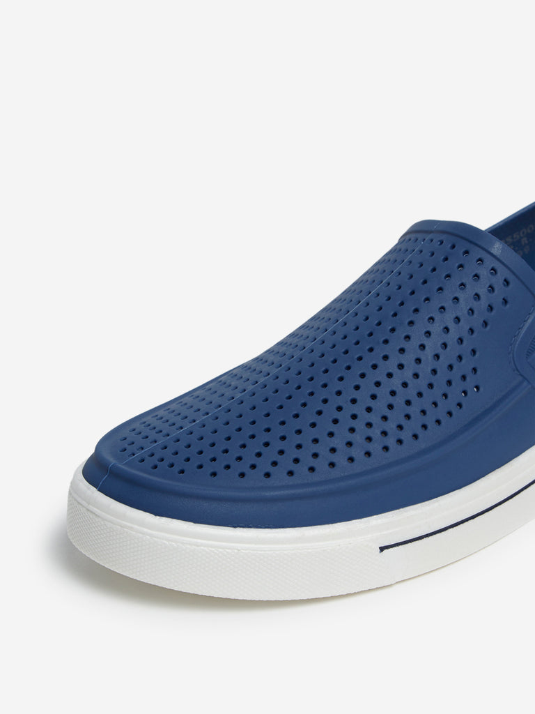 Shop SOLEPLAY Blue Rubberised Loafers 