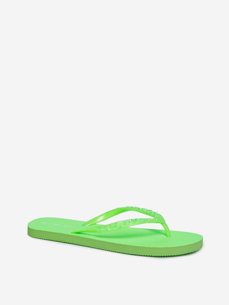 neon green flip flops