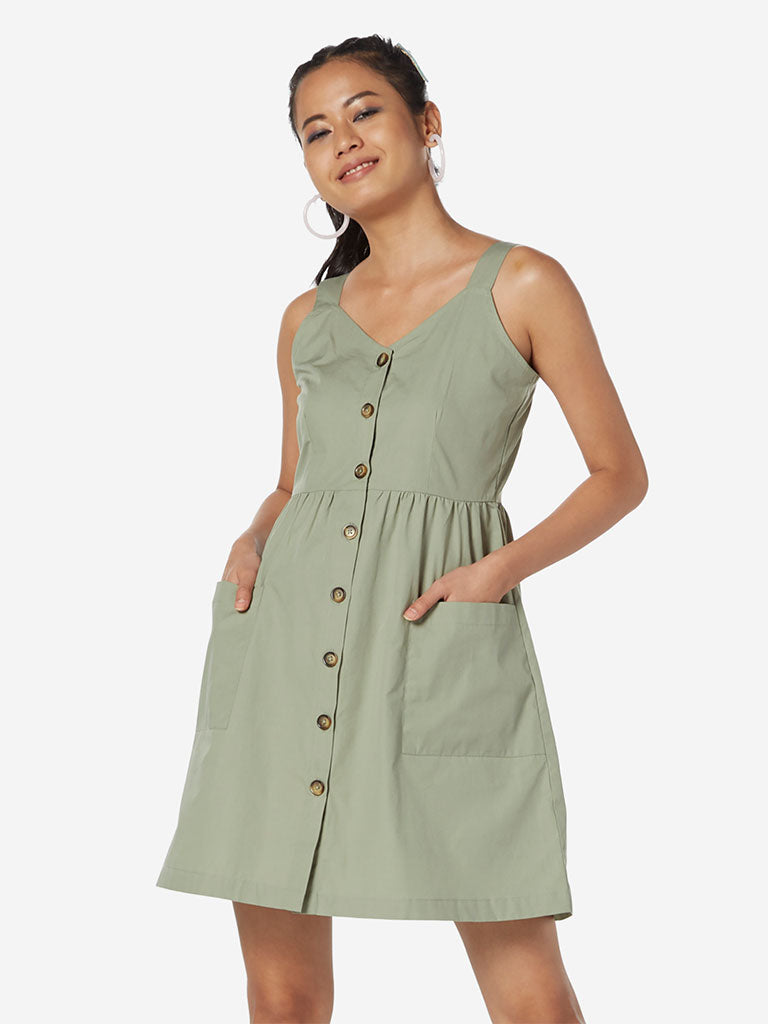 Buy Wardrobe Orchid Button-Down Dress with belt from Westside