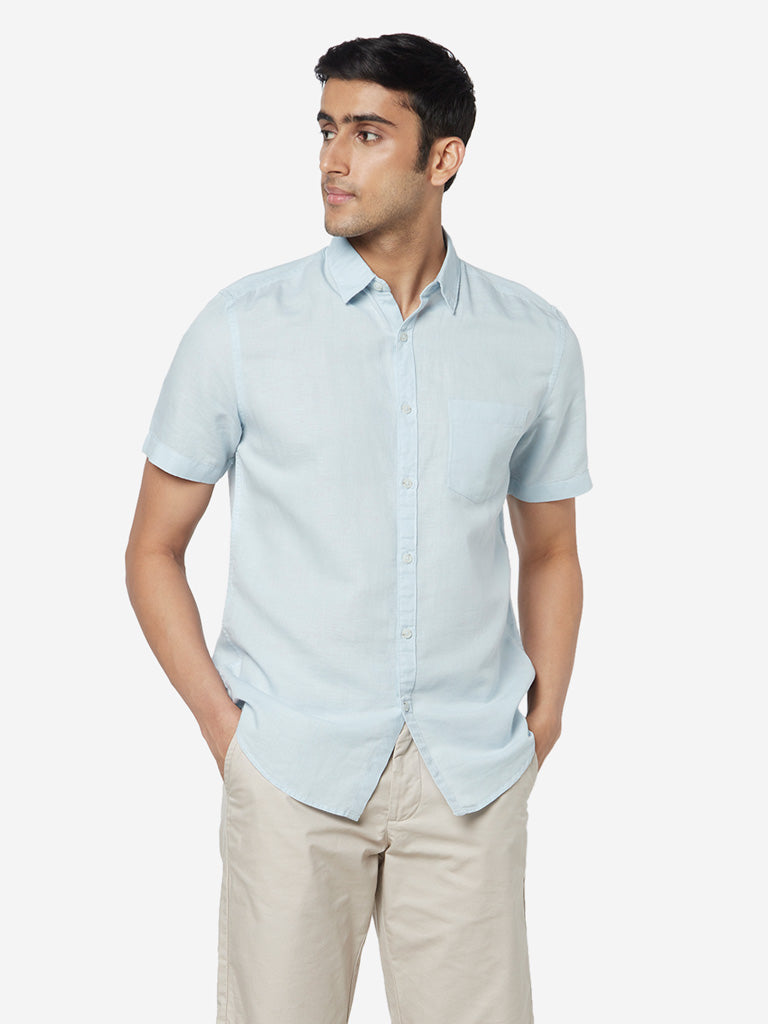 Men's Summer Fashion Side Button Closure Casual Shirt Half Sleeve