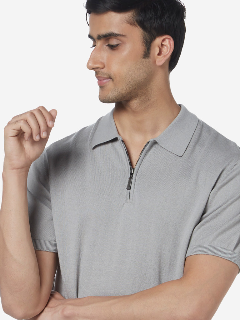 Ascot Grey Relaxed-Fit Polo T-Shirt