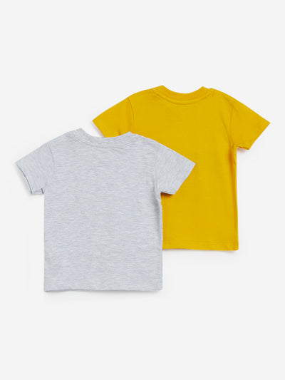 HOP Baby Mustard Printed T-Shirts Set of Two