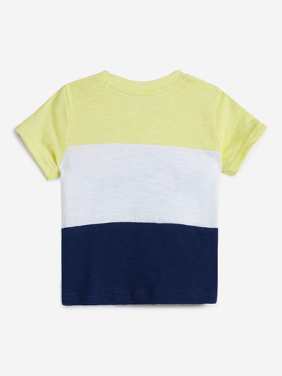 HOP Baby Navy Colour-Blocked Cotton T-Shirt