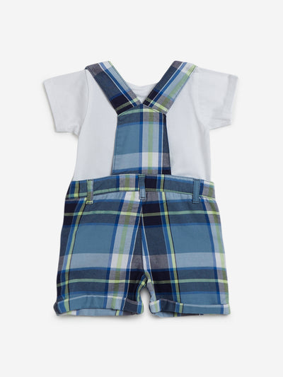 HOP Baby Blue T-Shirt And Dungaree Set