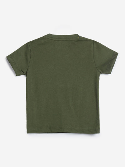 HOP Baby Olive Lion Printed T-Shirt