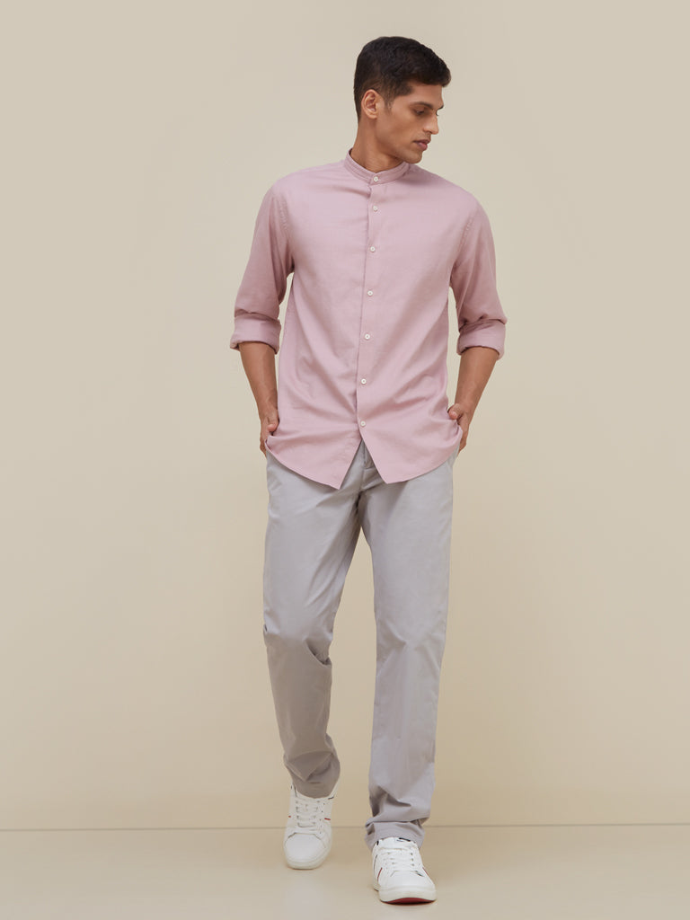 CLASSIC LIGHT GREY PANTS Get yourself an extra pair of dress pants that are  styled and customized to fit y  Pink dress shirt men Shirt outfit men Pink  shirt men