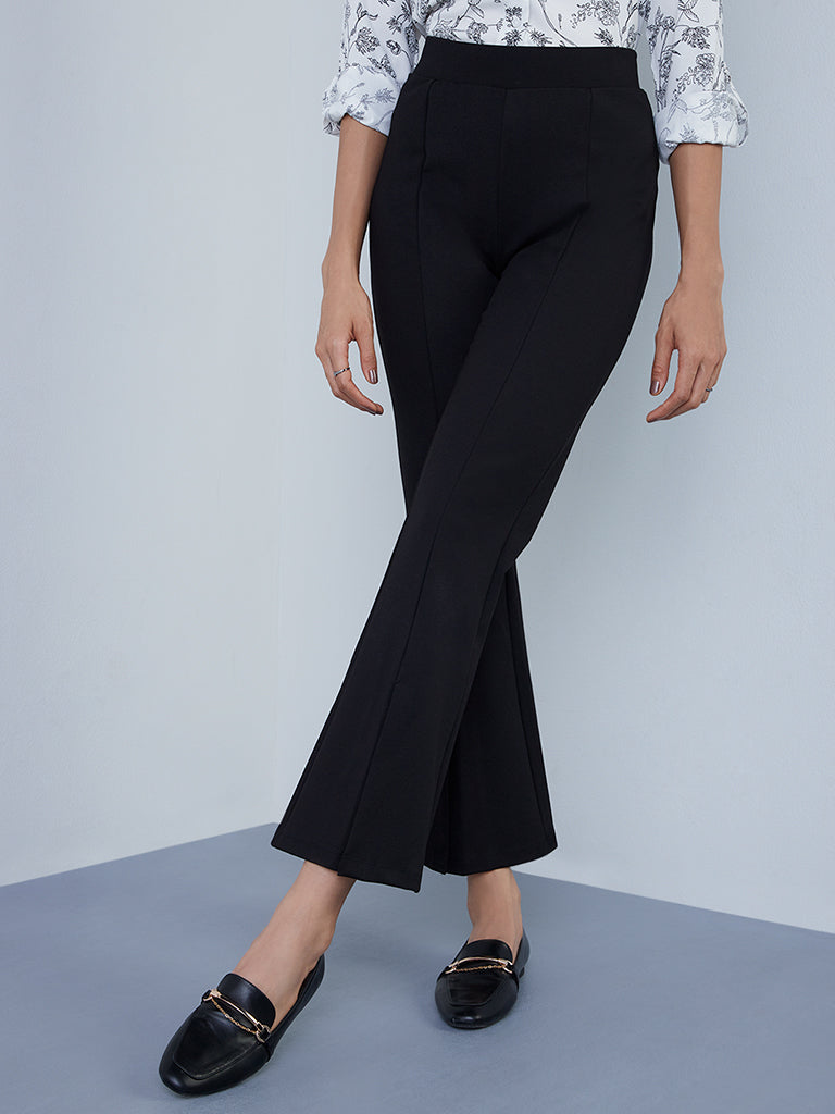 black bootcut trousers petite