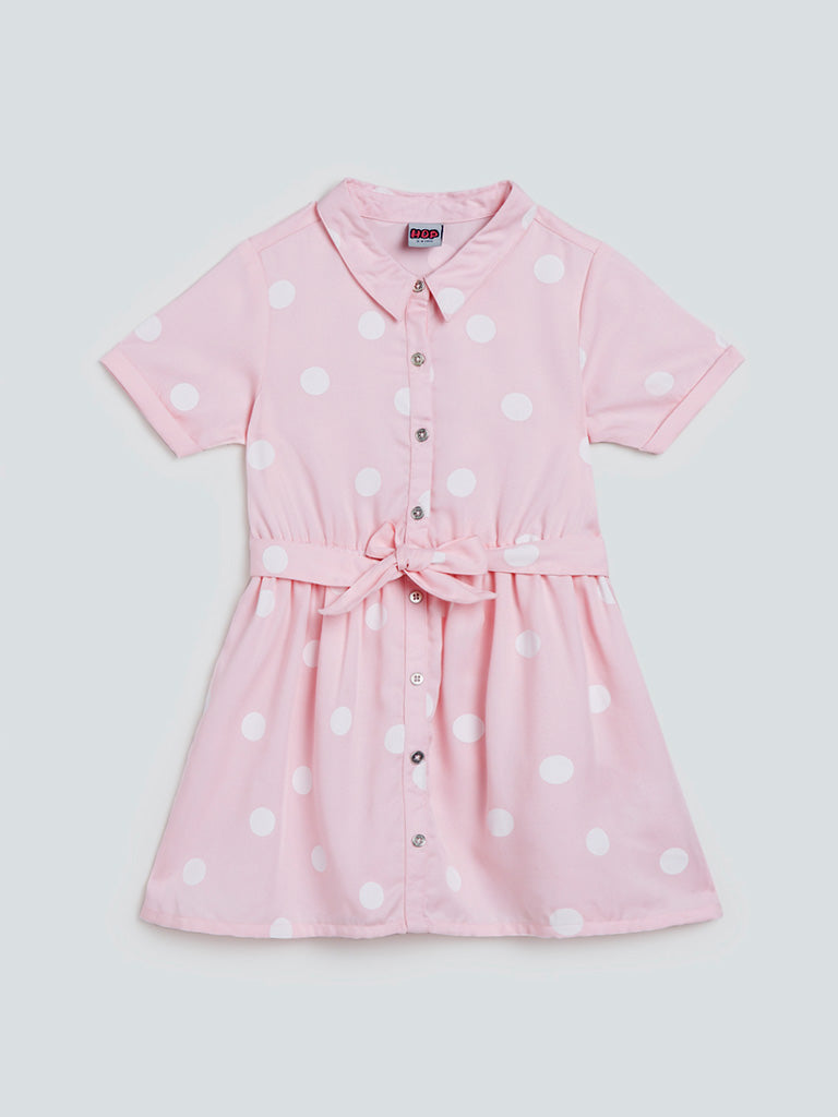 HOP Kids Pink Polka-Dotted Shirtdress