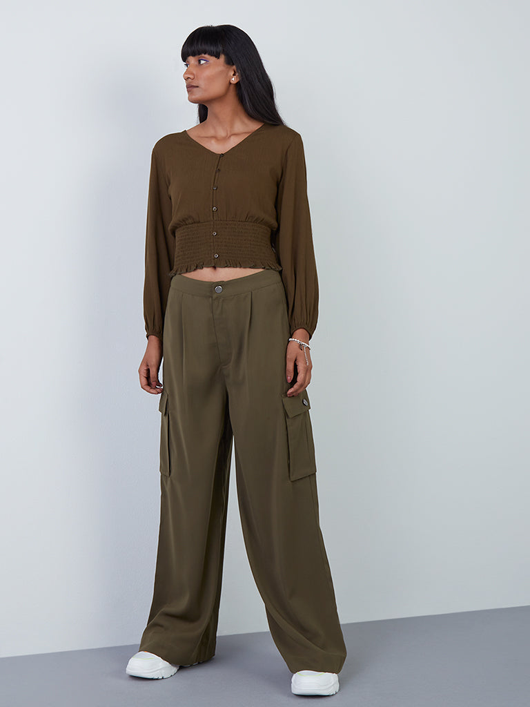 Nuon Olive Cargo-Style Tanya Trousers