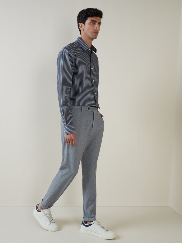 Caine Grey Check Flannel Trousers  Kit Blake