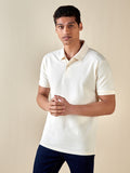 WES Casuals Ecru Slim-Fit Polo T-Shirt