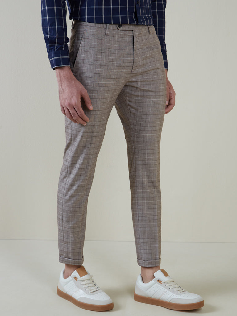 Mens Light Brown Smart Wool Trousers  Peter Christian