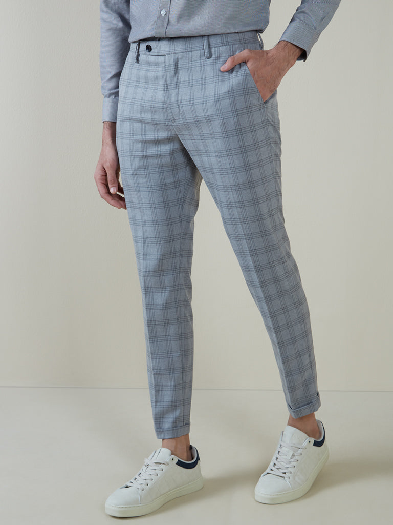 Regular Fit Check Stretch Suit Trousers