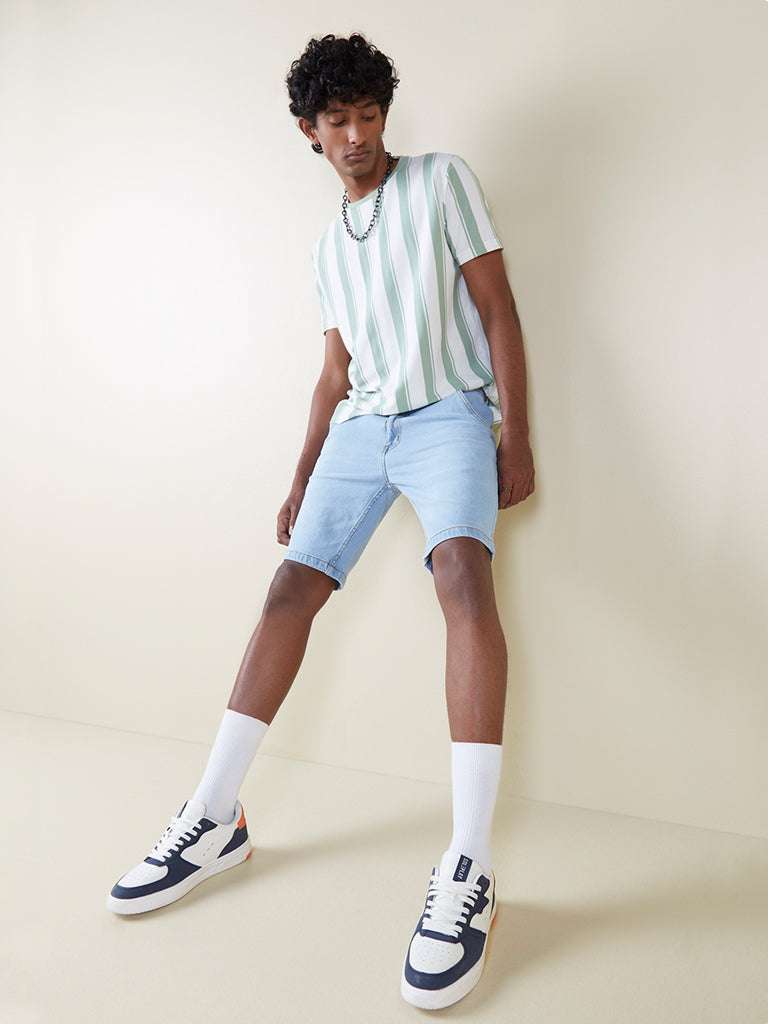 Shop Nuon Light Blue Hendrix Slim-Fit Shorts Online – Westside