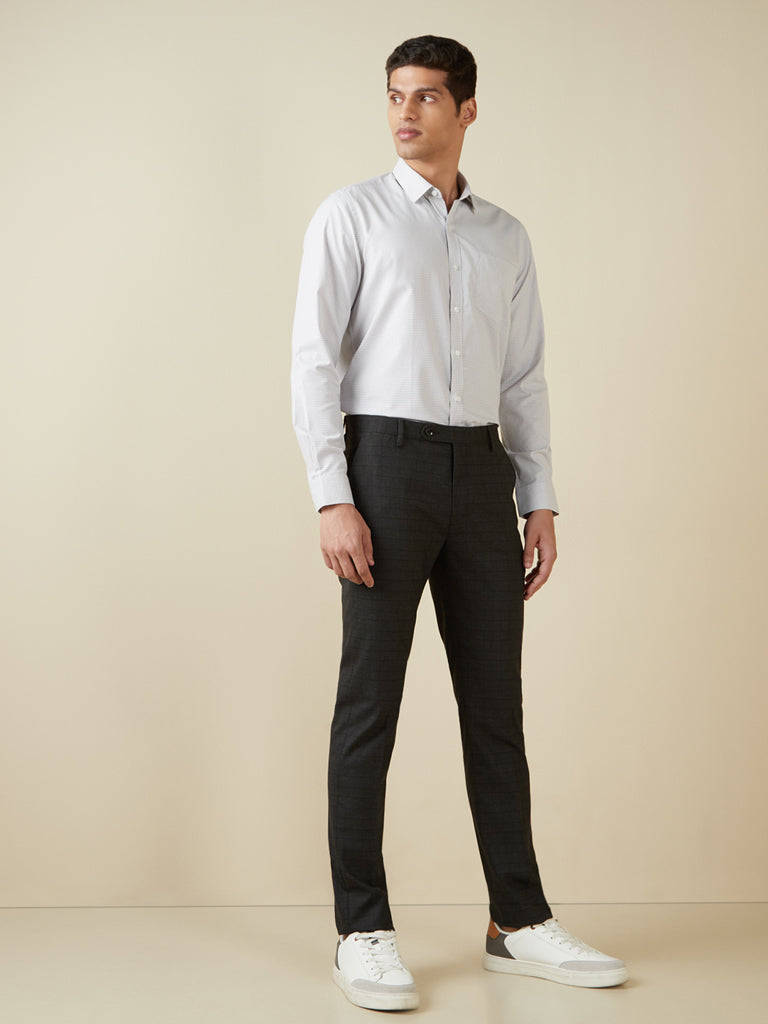 Formal Trouser Check Men Black Cotton Formal Trouser at Cliths