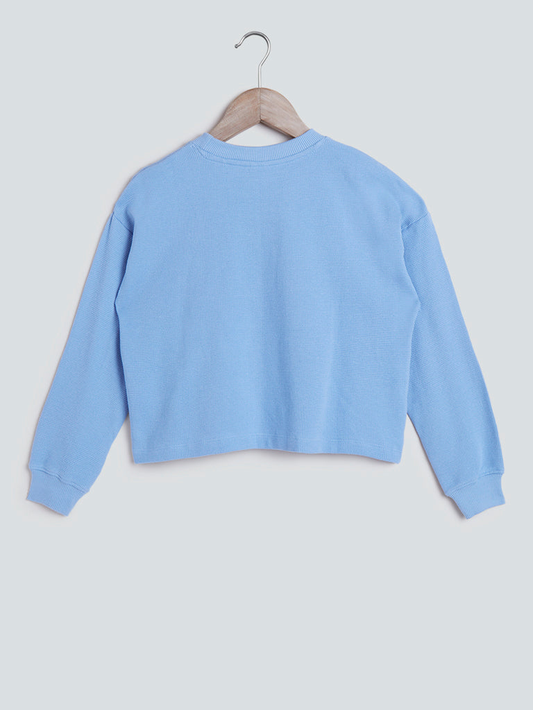 light blue crop top sweater