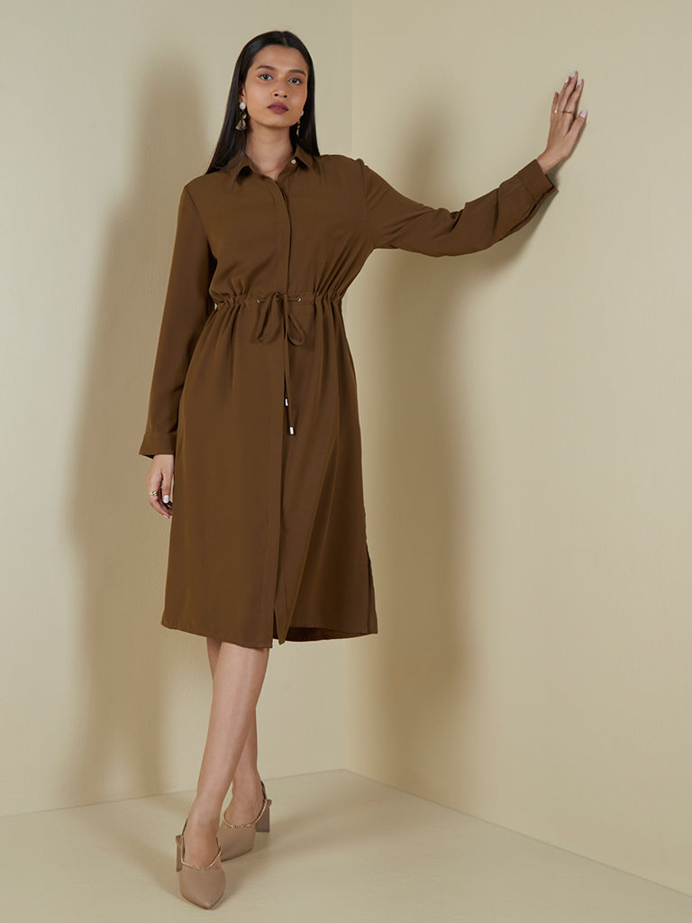 Buy Tokyo Talkies Brown Solid Fit & Flare Dress for Women Online at Rs.859  - Ketch