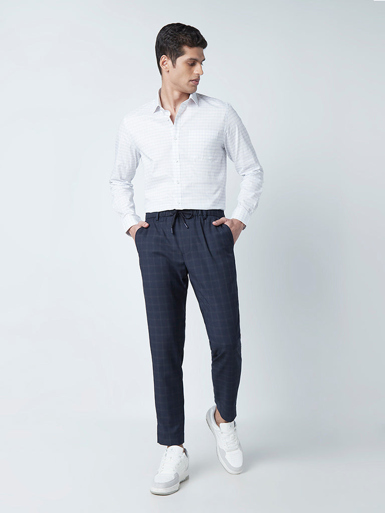 Shop WES Formals White Slim Fit Check Shirt Online – Westside