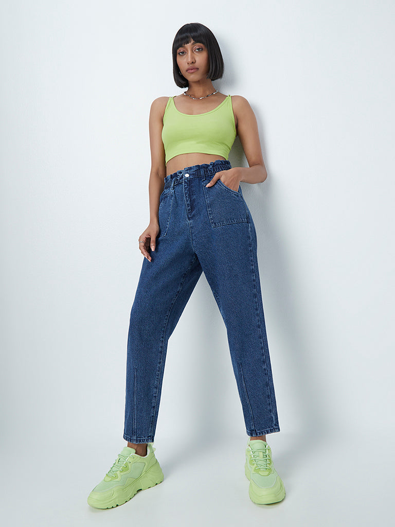 Buy SASSAFRAS Women Blue High Rise Denim Parallel Trousers  Trousers for  Women 6532594  Myntra