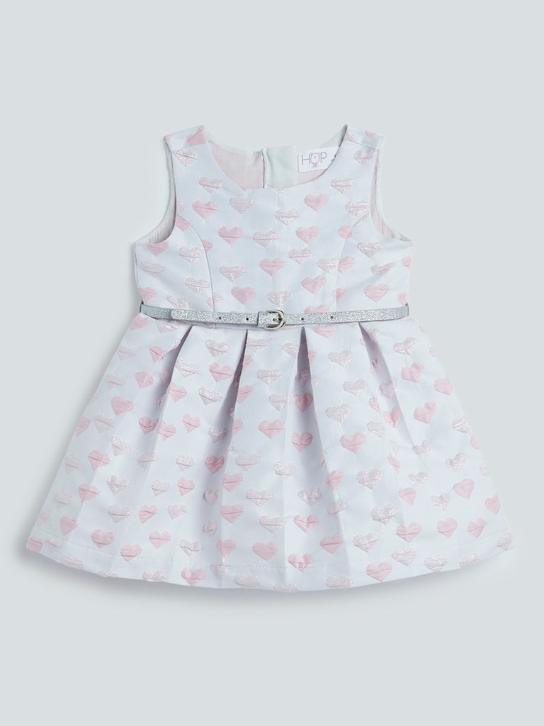Shop HOP Baby White Heart Pattern Dress With Belt Online – Westside