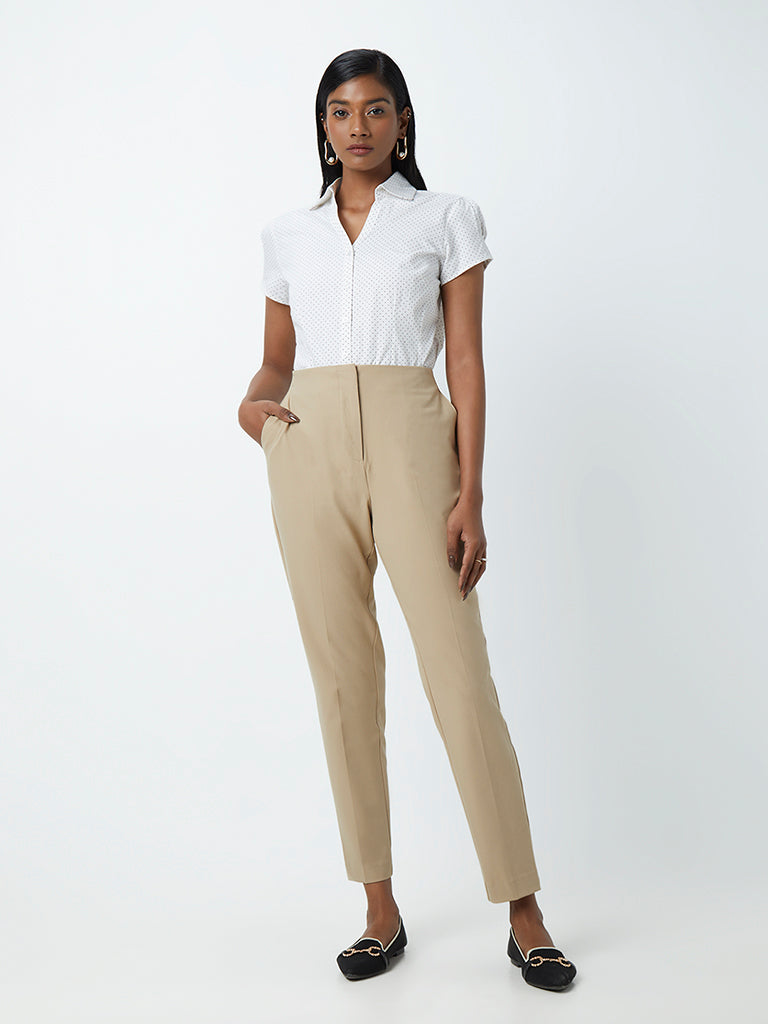 Plain Ponte Comfort Tapered Leg Trousers